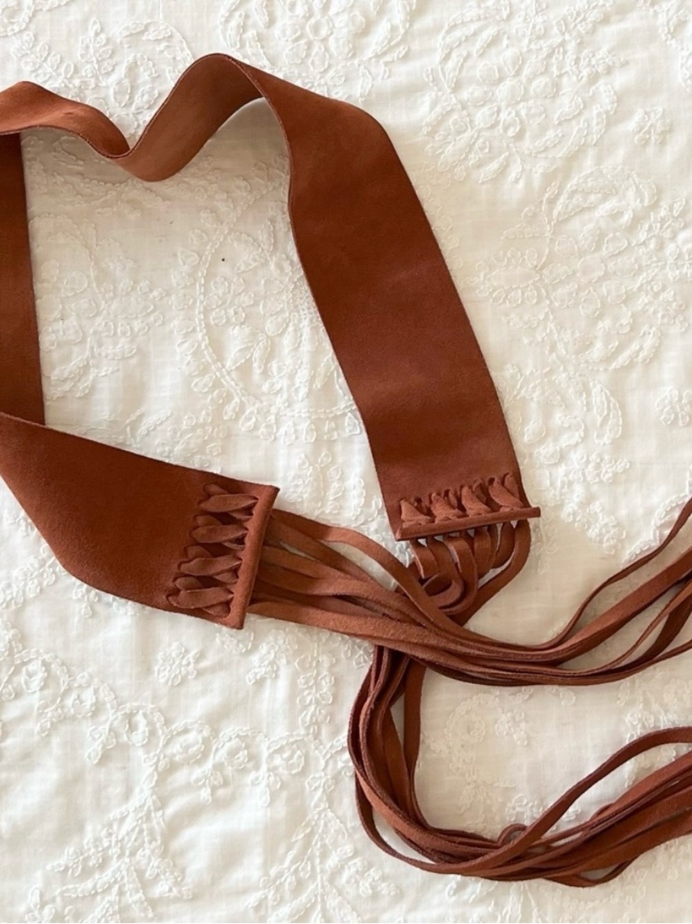 Elegantly Waisted Brown Fringed Suede Hip Belt - Picture 10 of 10